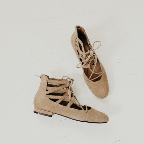 AEROSOLES Shoes - Aerosoles Nude Suede Lace Up Flats/Low Heel